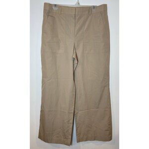 Akris Pants Wide Leg Cotton Tan Beige Khaki Size 10